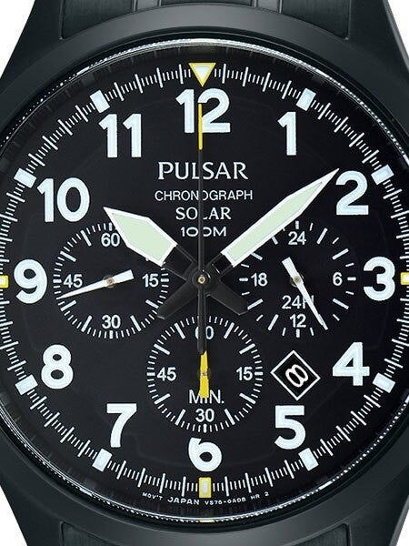 Pulsar Solar Quartz Chronograph Watch with Stopwatch and 24-Hour Sub-Dial #PX5039