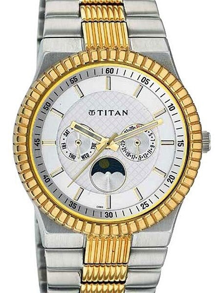 Titan Two-tone Tycoon Quartz Dress Watch with Day, Date and Moonphase #1532BM01