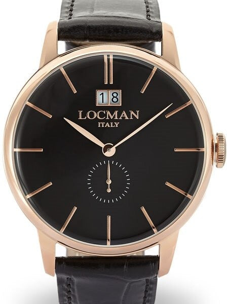Locman 1960's Collection Big Date Quartz Dress Watch with 41mm Case #0252V09-RGBKRGPK