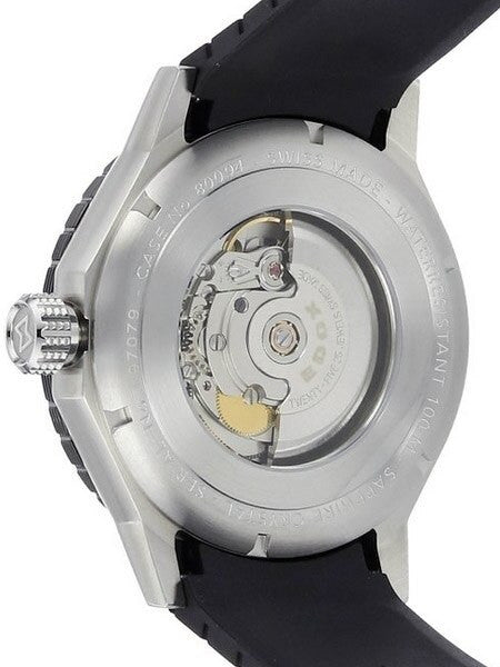 Edox Chronorally Swiss Automatic Sport Watch with Carbon Fiber Ringed Black Dial #80094-3N-NV