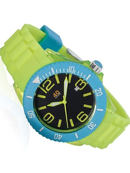 40Nine Clear Plastic 40mm Case with Yellow Silicone Rubber Strap #40NINE03-YELLOW