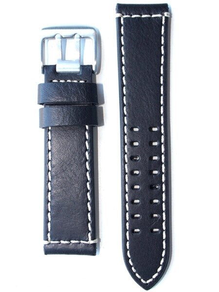 Toscana Black Italian Leather Strap with Double-Tongue Buckle, Contrasting Stitching #EPBX-25730
