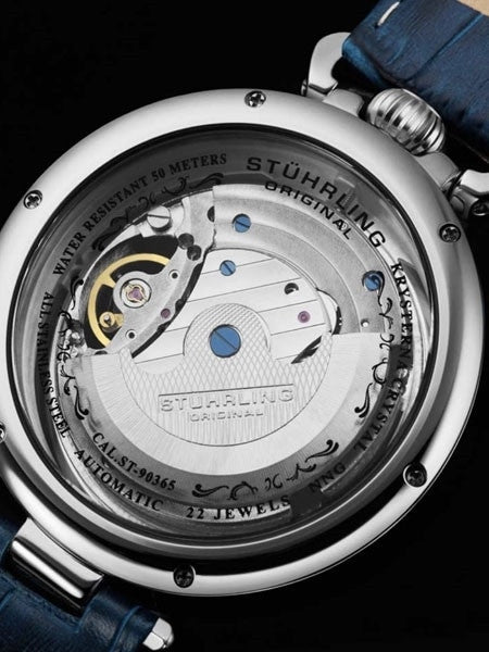Stuhrling Dual Time Zone Skeleton Automatic Watch with Day/Night