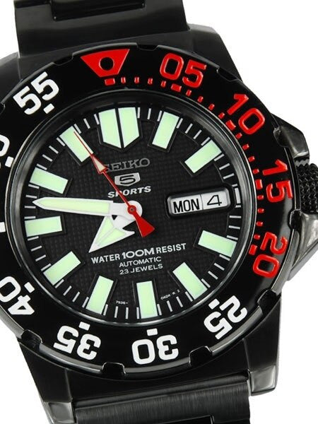 Seiko 5 Sports Automatic Black PVD Dive Watch with PVD Bracelet #SNZF53K1
