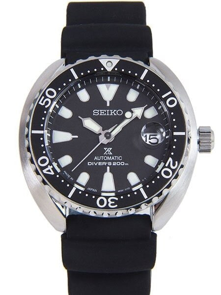 Seiko Baby Turtle Prospex Automatic Dive Watch with Black Dial and Silicone Dive Strap #SRPC37J1