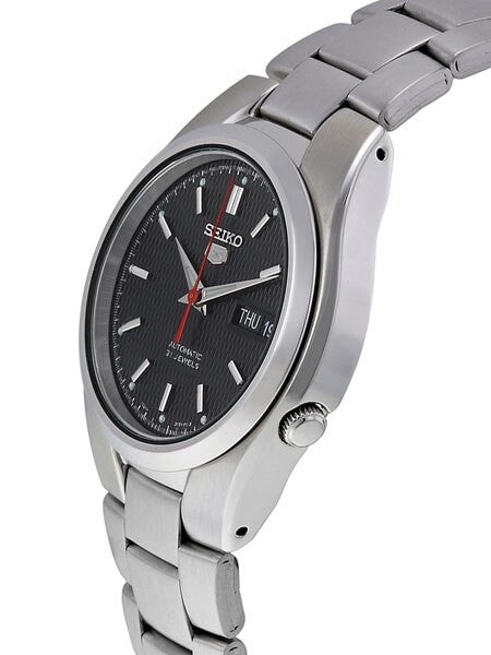 Seiko 5 Automatic Black Dial Watch with Stainless Steel Bracelet #SNK607