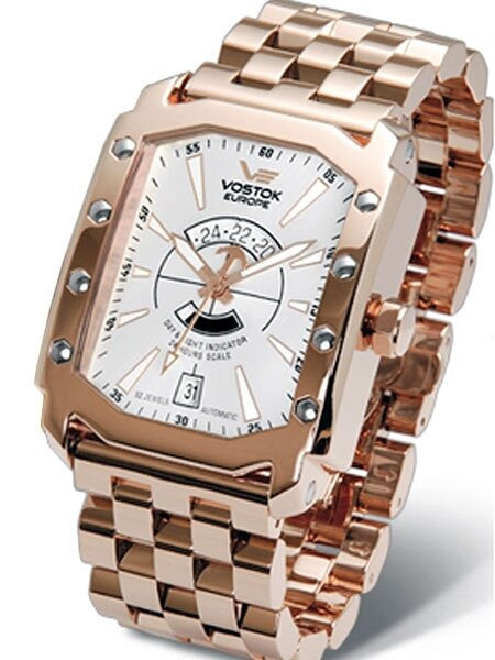 Vostok-Europe Arktika Rose Goldtone Automatic Watch with AM-PM Indicator #3409155B