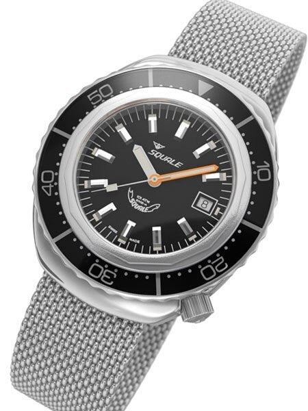 Squale 1000 meter Professional Swiss Automatic Dive watch with Sapphire Crystal #2002BK-S