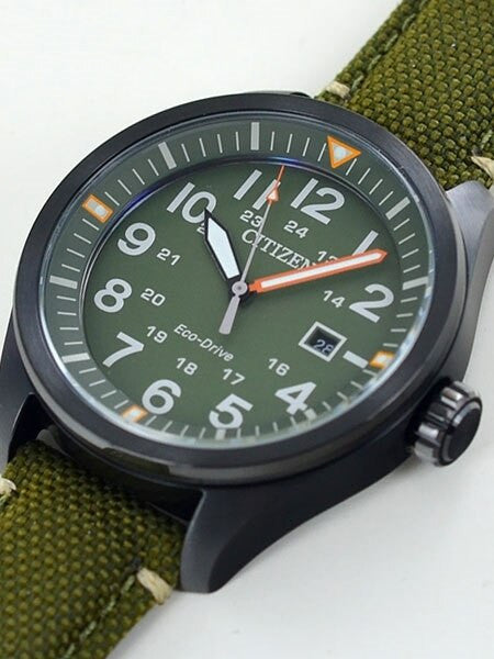 Citizen Military Watch Eco-Drive Green Dial with Green Nylon Strap #AW5005-21Y