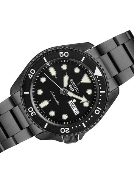 Seiko 5 Sports 24-Jewel Automatic Watch with Black Dial and Black PVD Bracelet #SRPD65