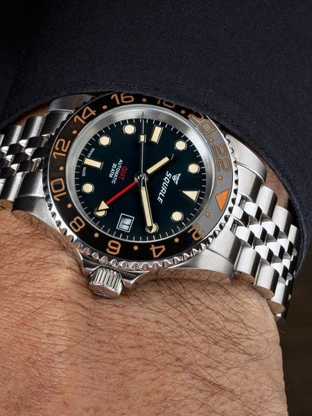 Squale 300 meter Swiss Automatic GMT watch with Ceramic Bezel, AR Sapphire Crystal #1545GM-CER-VIN