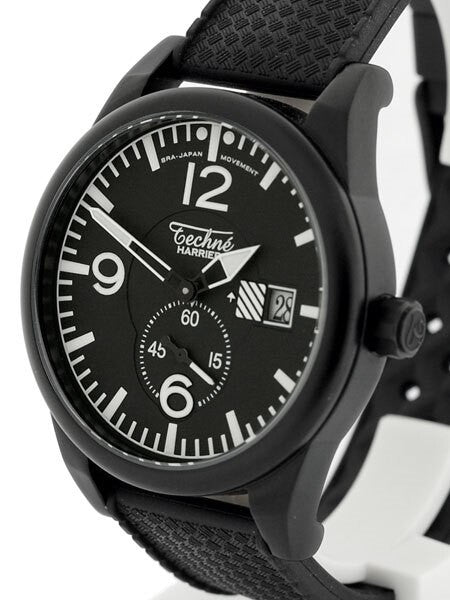 Techne Harrier Aviator Quartz Watch with 41mm Black Aluminium Case  #388.181
