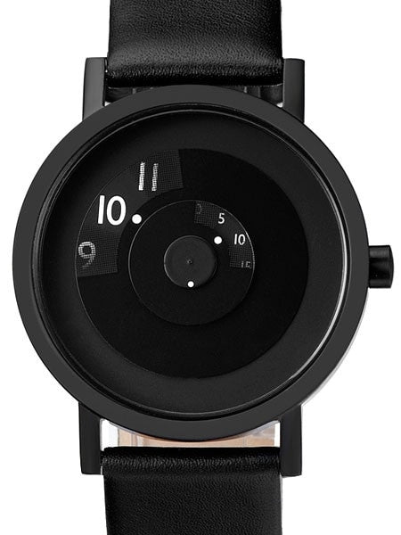 Projects 40mm Black Reveal Quartz Watch with Matching Leather Strap #7203BL-40