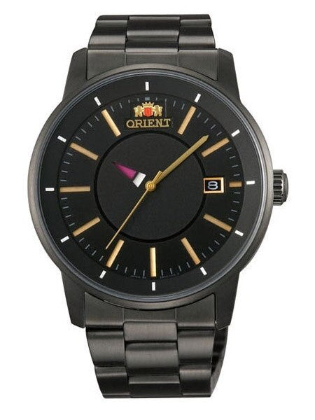 Orient Black IP 21-Jewel Automatic Disk Watch with Unique Disk Hour Hand #ER02004B