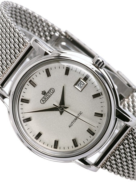 Aristo 4H101SMIL AristoCrat Silver Mesh Bracelet Swiss Automatic Watch