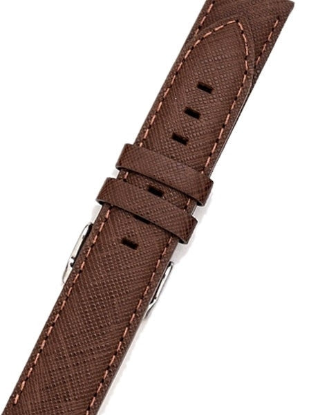 Toscana Saffian Brown Leather Strap with Unique Cross-Hatch Texture #SAF-80