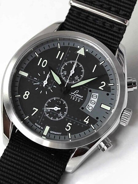 Laco Detroit Type C Dial Chronograph Watch with 12-hour Totalizer #861917