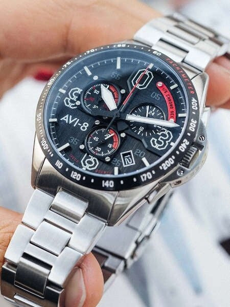 AVI-8 Silver Oak Blakeslee Pilot Chronograph Watch #AV-4077-22