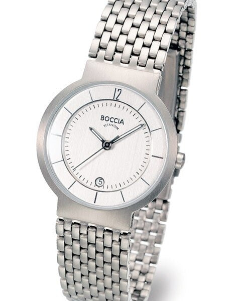 Boccia Ladies Silver Quartz Watch with Titanium Case and Matching Bracelet #3123-01