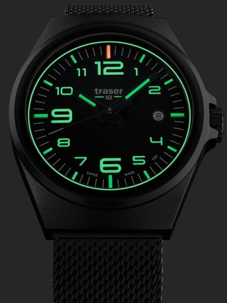 Traser P59 Essential M Black Dial Watch w/Trigalight + SuperLuminova #108206