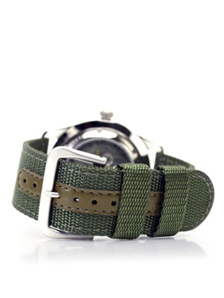 Seiko Military Dark Green Dial Automatic Watch with 42mm Case, Green Canvas Strap #SNZG09K1