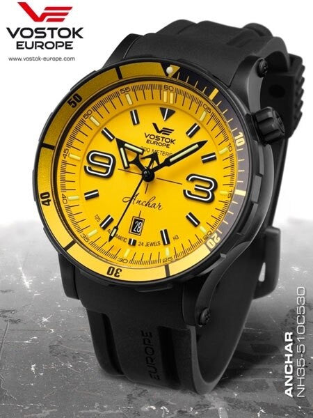 Vostok-Europe Anchar Mens Automatic Dive Watch with Tritium Tube Illumination 510C530
