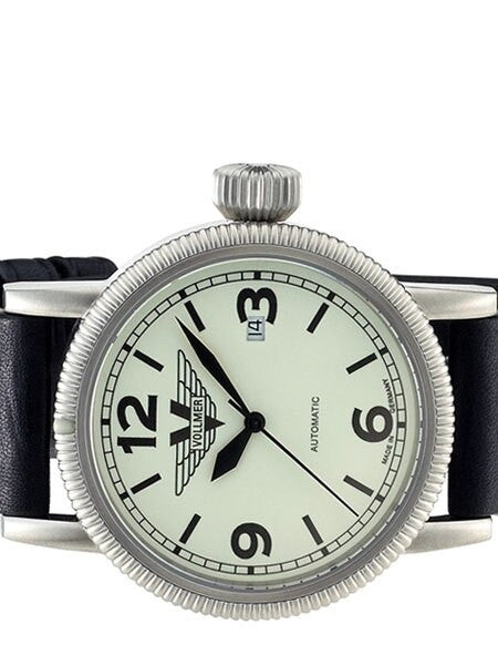 Vollmer W217 Winged Midnight Swiss Automatic with Luminous Dial, Hirsch Liberty Strap