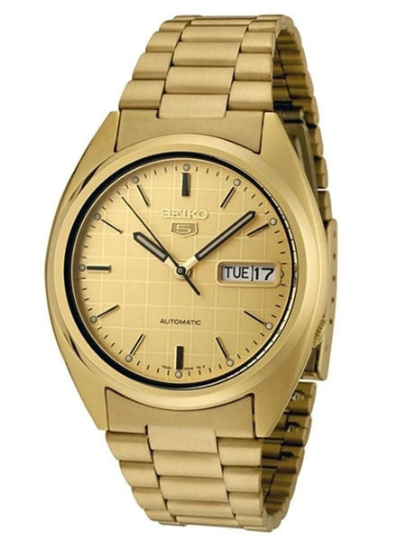 Seiko 5 Automatic Watch with Goldtone Case and Matching Bracelet #SNXL72