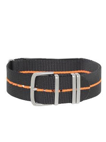 Traser OEM Black with Orange Stripe Nylon Watch Strap #Traser2