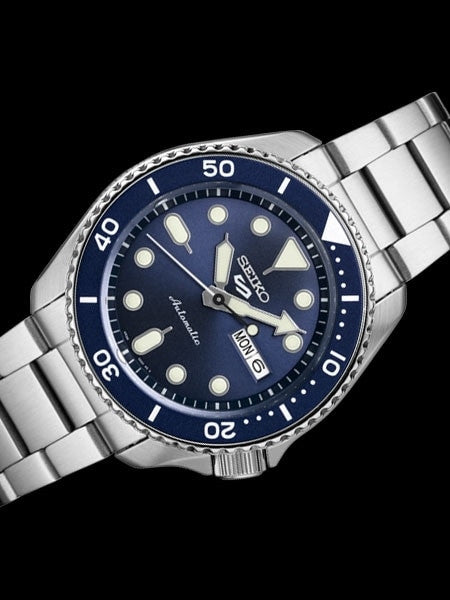 Seiko 5 Sports 24-Jewel Automatic Watch with Blue Dial and SS Bracelet #SRPD51