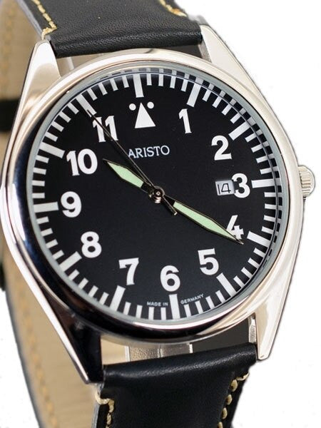 Aristo Swiss Quartz Aviator Officer Watch with 42mm Case #4H156