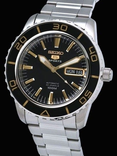 Seiko 41mm Sports 5, 23-Jewel Automatic Watch with Day and Date Window #SNZH57K1