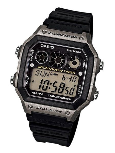 Casio Sport Watch with Stopwatch, World Time, Alarm, and 10-year Battery #AE-1300WH-8A