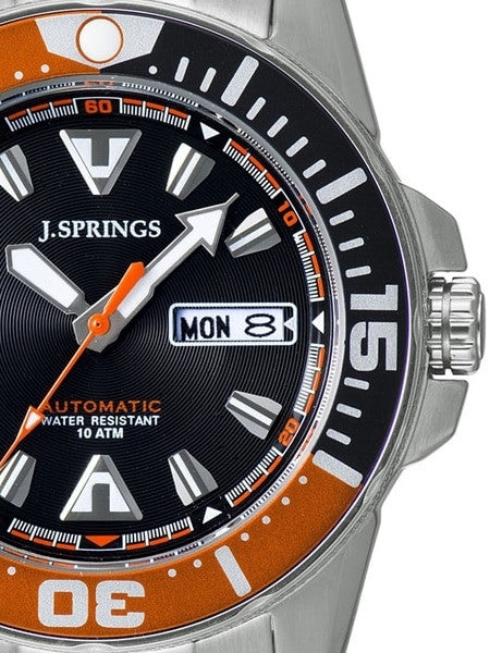 J. Springs Automatic 21-Jewel Sport Dive Watch with Day and Date, Black Dial #BEB078