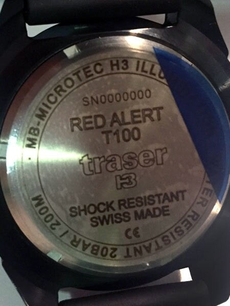 Traser Red Alert T100 Watch with Sapphire Crystal and Black Rubber Strap #106470