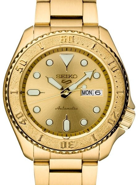 Seiko 5 Sports 24-Jewel Automatic Watch with Goldtone Case, Dial, Bracelet #SRPE74