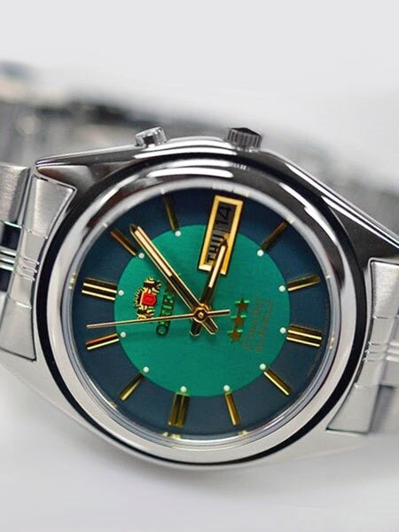 Orient Automatic Watch with Green Dial, Day-Date and SS Bracelet #EM6Q00DF