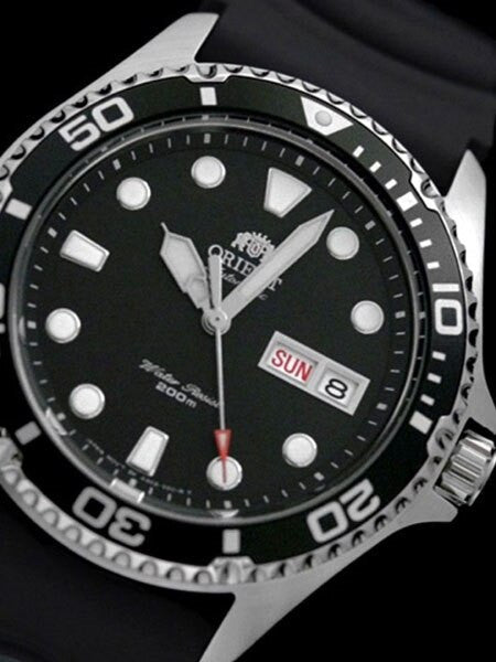 Orient Ray II Black Dial Automatic Dive Watch with Rubber Dive Strap  #AA02007B