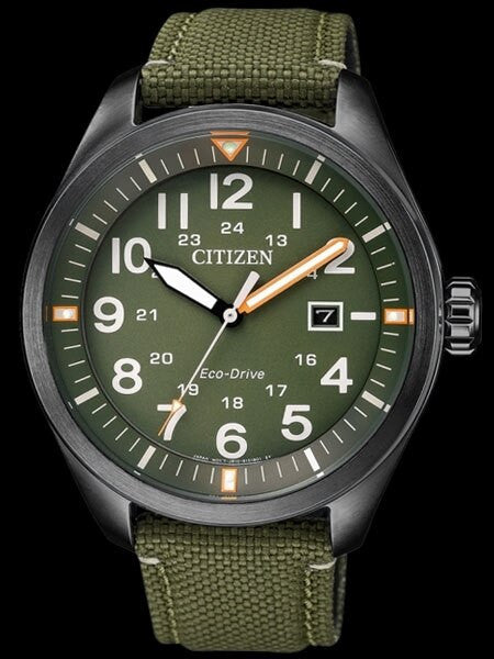 Citizen Military Watch Eco-Drive Green Dial with Green Nylon Strap #AW5005-21Y
