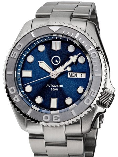 Islander Automatic Dive Watch with Bracelet, Double-Domed AR Sapphire Crystal, and Embossed Ceramic Bezel Insert #ISL-18