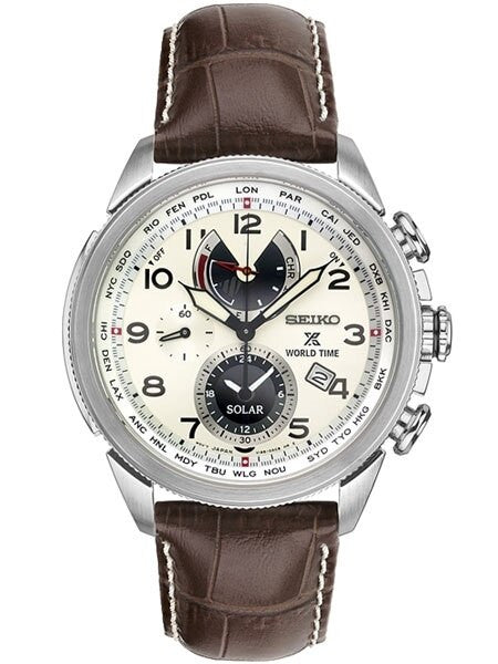 Seiko Solar World Timer, Chronograph, Alarm with Sapphire Crystal #SSC509