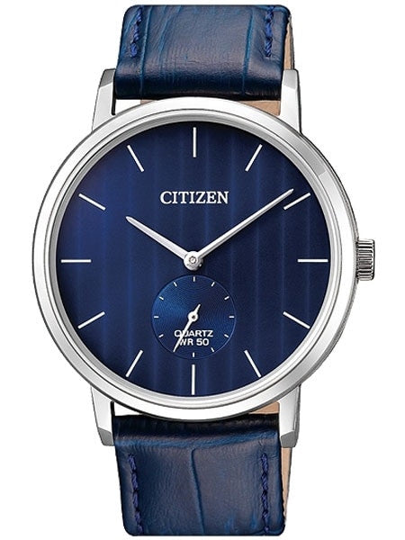 Citizen Quartz Dress Watch with Blue Dial and Leather Strap #BE9170-05L