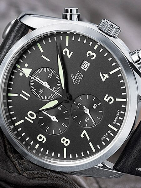 Laco Trier Type C Dial Chronograph Watch with 12-hour Totalizer #861915