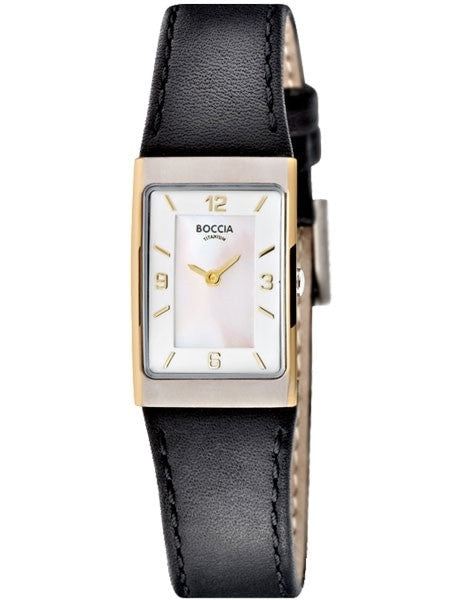 Boccia Ladies Quartz Watch with Two-Tone Titanium Case and Leather Band #3186-03