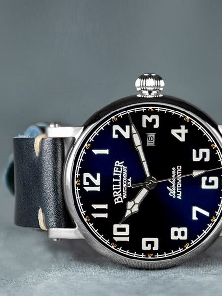 Brillier 43mm Airborne Automatic Watch with Horween Leather Strap #BR-01