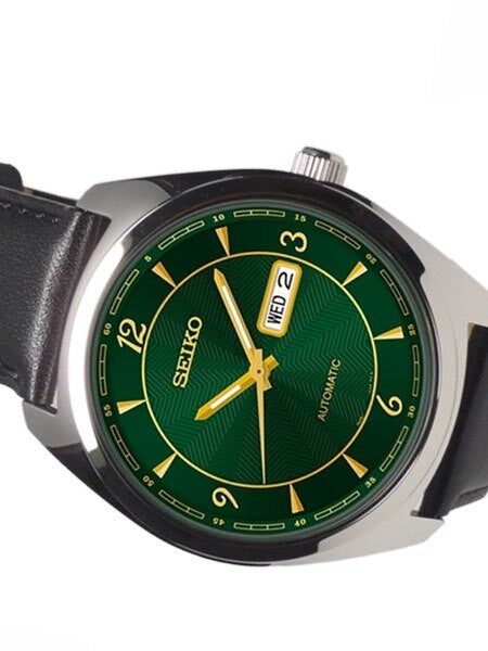 Seiko Recraft Series Automatic Watch with 43.5mm Case, Black Leather Strap #SNKN69