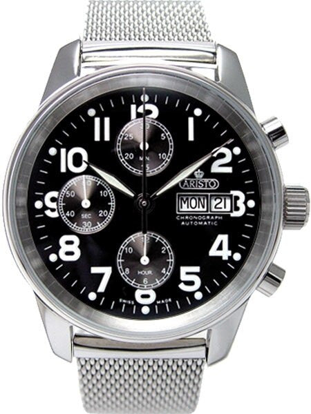 Aristo 4H123M Valjoux 7750 Automatic Chronograph with Steel Mesh Bracelet