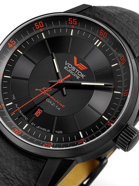 Vostok-Europe GAZ Limo Black PVD Watch with Trigalight Gas Tube Illumination #5654140