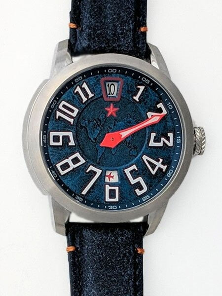 Red Star Jump Hour Automatic Watch AR Sapphire Crystal #8176G-B