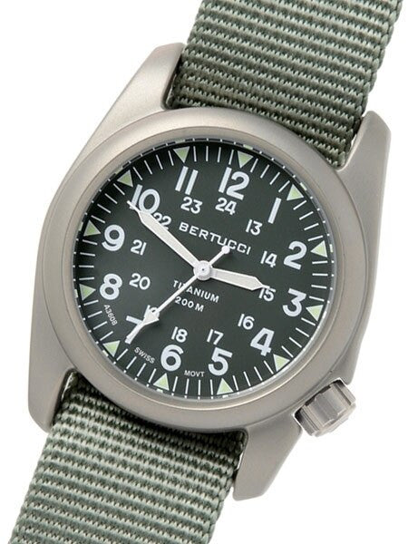Bertucci A-2T Vintage Marine Green Titanium Watch with Olive Drab Nylon Strap #12030